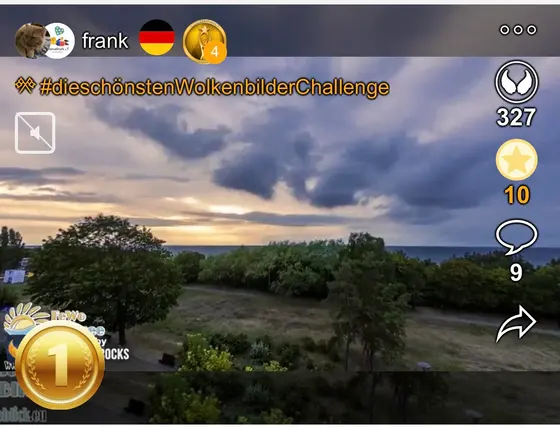 1. Platz bei dieschönstenWolkenbilderChallenge
(Video siehe Menüpunkt Zeitraffer)